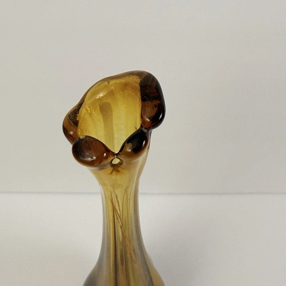 Vintage Amber Swung Glass Bud Vase 12